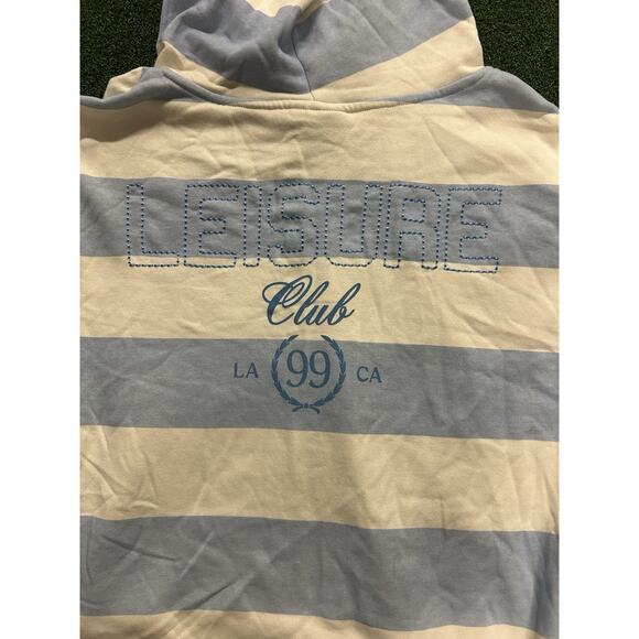Mighty Fine Leisure Club Hoodie Womens M Blue White Striped Los Angeles Zip Up - Picture 7 of 7